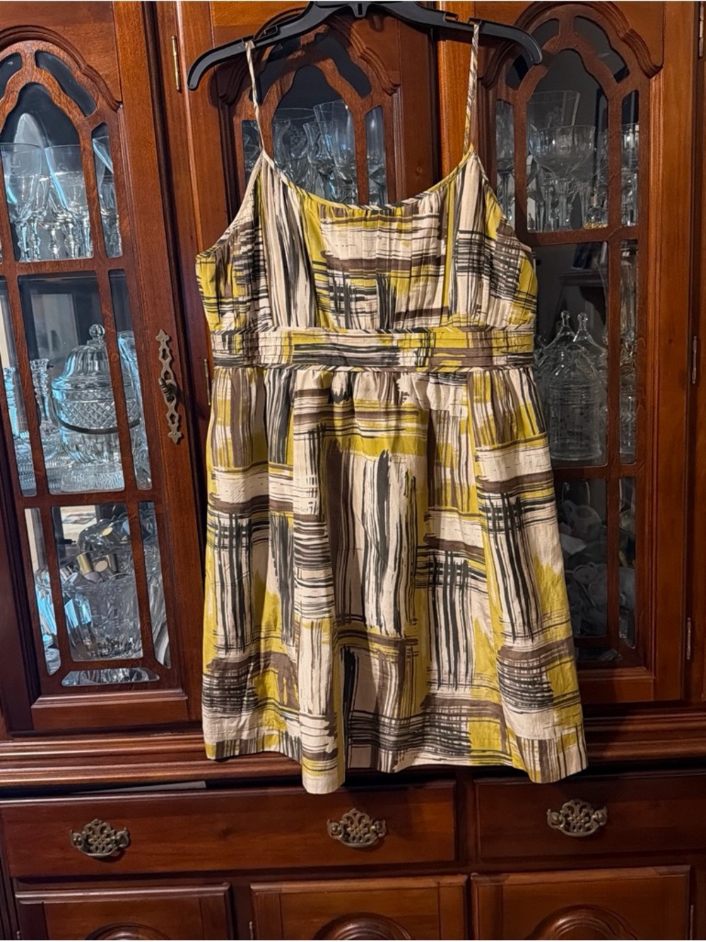 Halogen Womens Yellow & Black Patterned Sundress Size 14